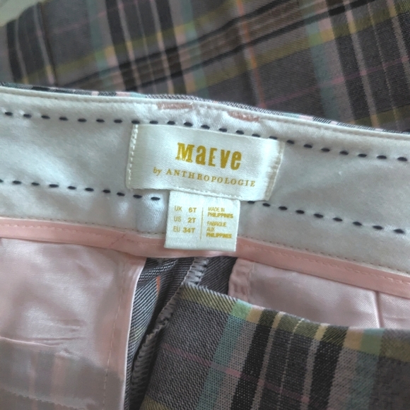 TALL Anthropologie Maeve Essential Slim Flare Plaid Pants - Picture 4 of 7